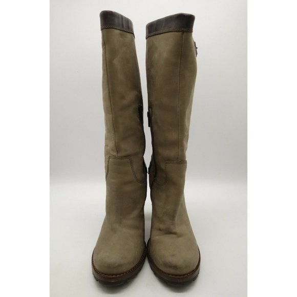 Manas Lea Foscati Brown Leather Zip Up Buckle Block Heel Boots Women's 37 / 7 - Picture 5 of 11